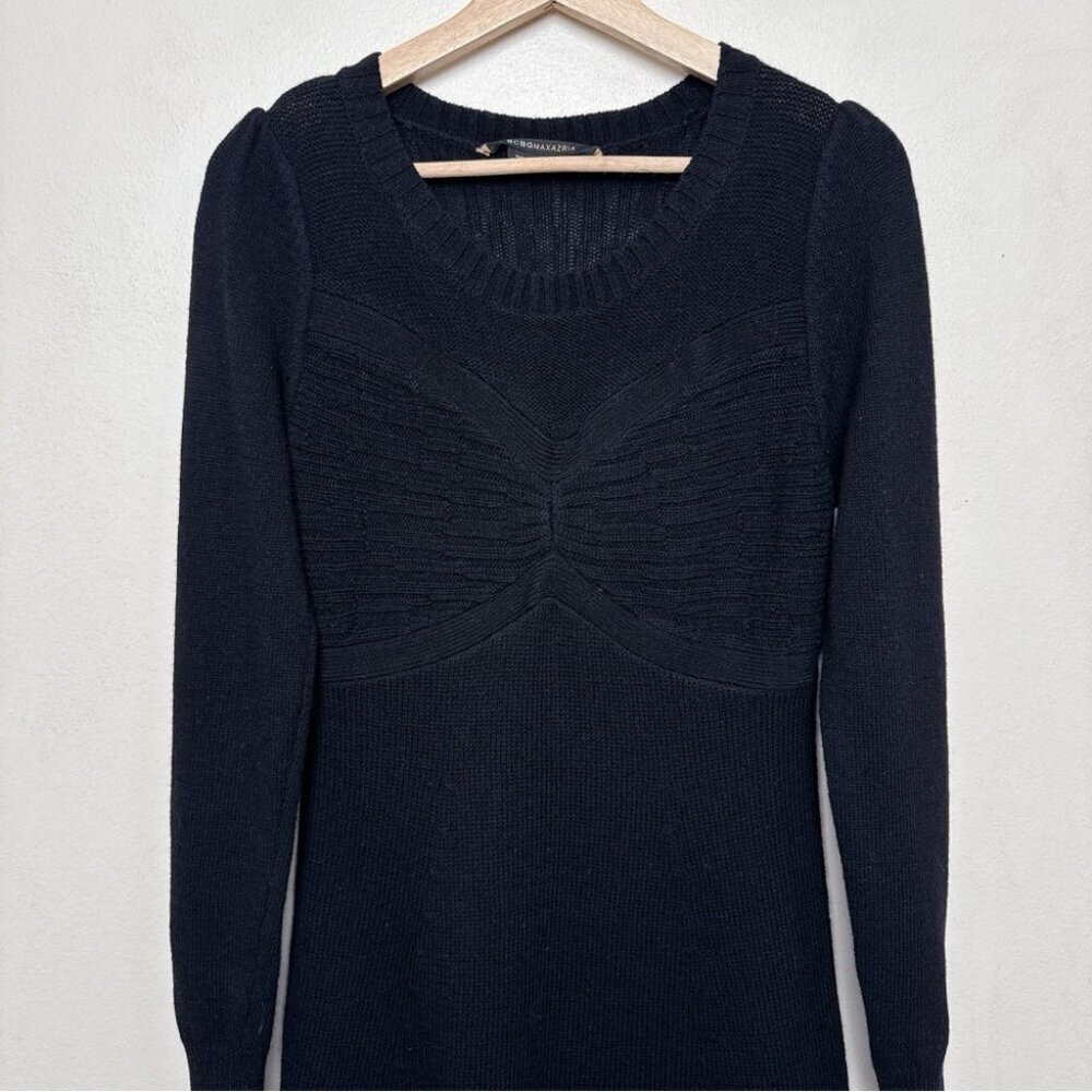 BCBGMAXAZRIA Womens Small Crew Neck Long Sleeve Cashmere Sweater Dress - Picture 5 of 14